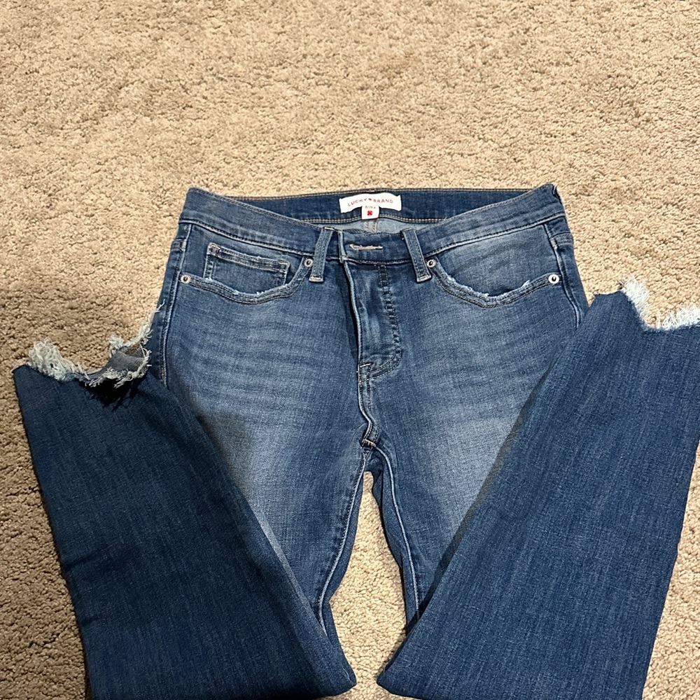 Lucky Brand Women's Distressed Blue Straight Leg Jeans